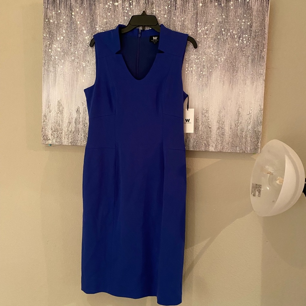 NWT W by Worth aqua sleeveless pencil dress size 10